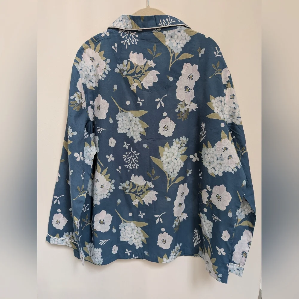 NWT Mahogany Blue Floral Camila Long Sleeve PJ Set 100% Cotton Size 2X - Picture 10 of 15